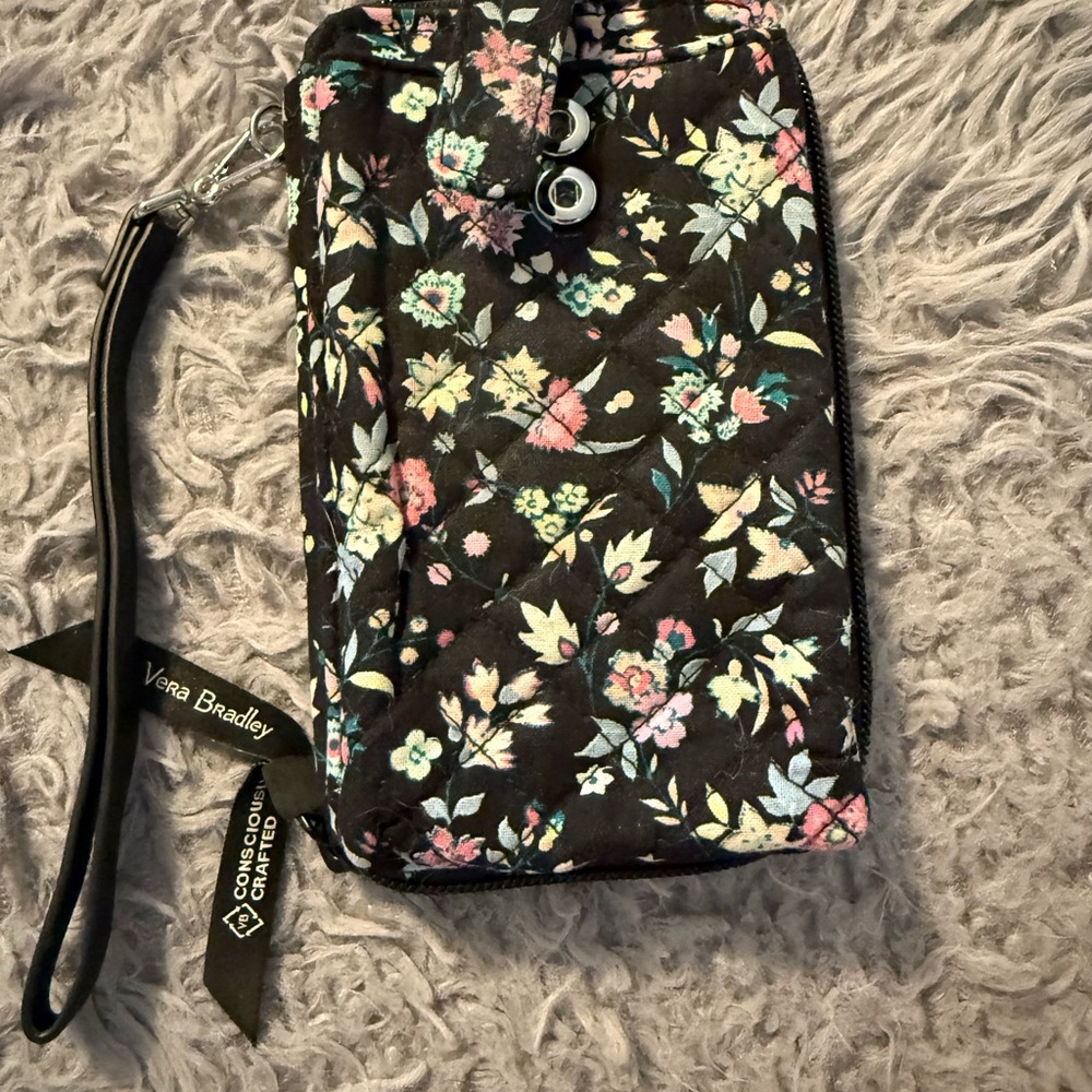 Vera Bradley Black Floral Wristlet